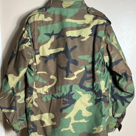 US Army M65 Coat 1986 Cold Weather Woodland BDU Military Surplus Vtg Mens M-Reg - Picture 3 of 10